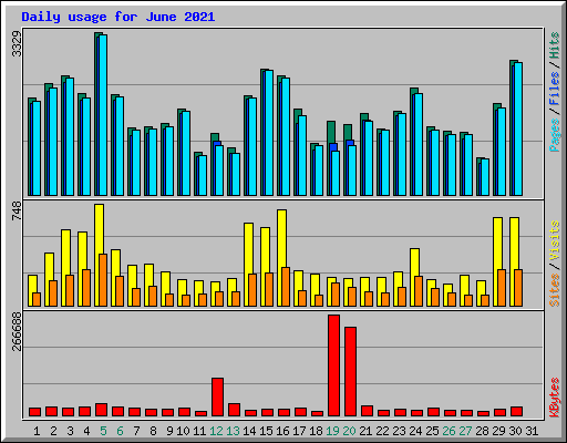 Daily usage for June 2021