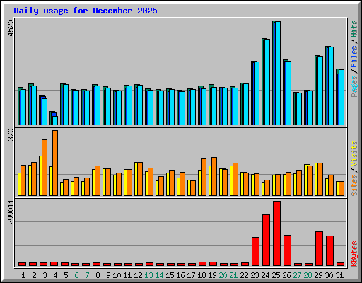 Daily usage for December 2025